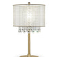 HomeRoots Primo Table Lamp With Crystal Accents And White Shade in Gold Finish