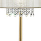 HomeRoots Primo Table Lamp With Crystal Accents And White Shade in Gold Finish