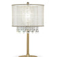 HomeRoots Primo Table Lamp With Crystal Accents And White Shade in Gold Finish