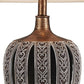 HomeRoots Primo Tall Table Lamp With White Lamp Shade in Brown Finish