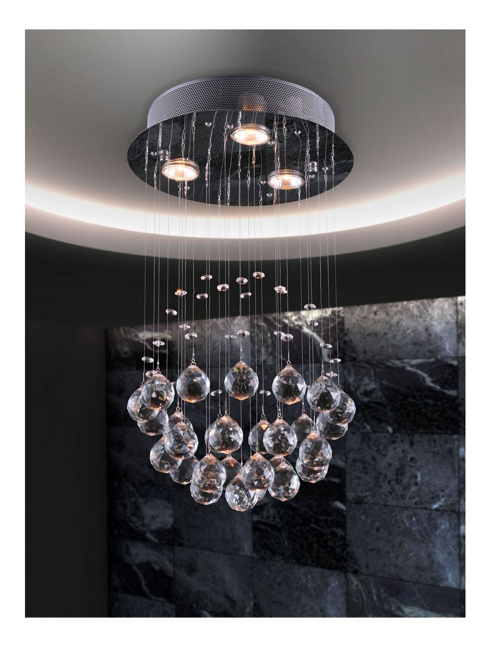 HomeRoots Rain Drops Ceiling Lamp in Silver Finish