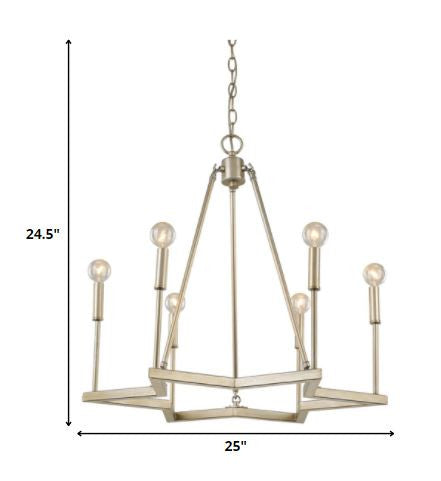 HomeRoots Reagan 6-Light Chandelier in Washed Gold Finish