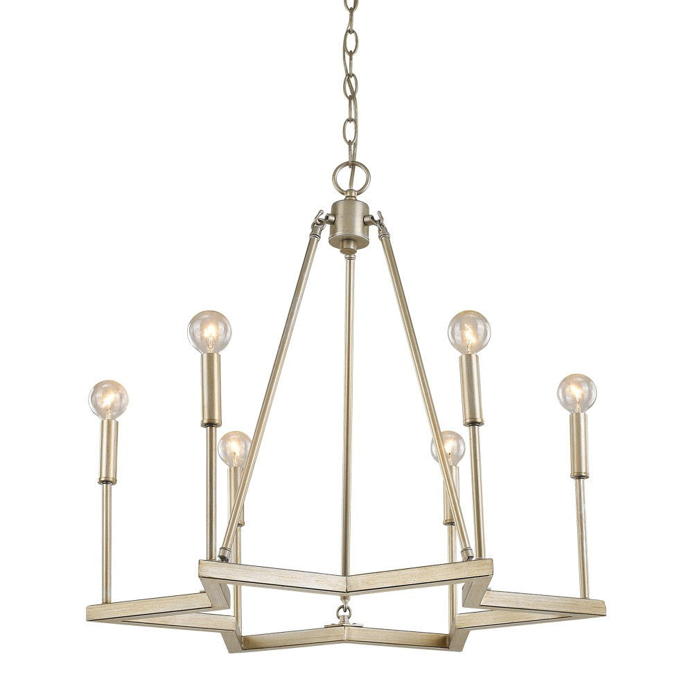 HomeRoots Reagan 6-Light Chandelier in Washed Gold Finish