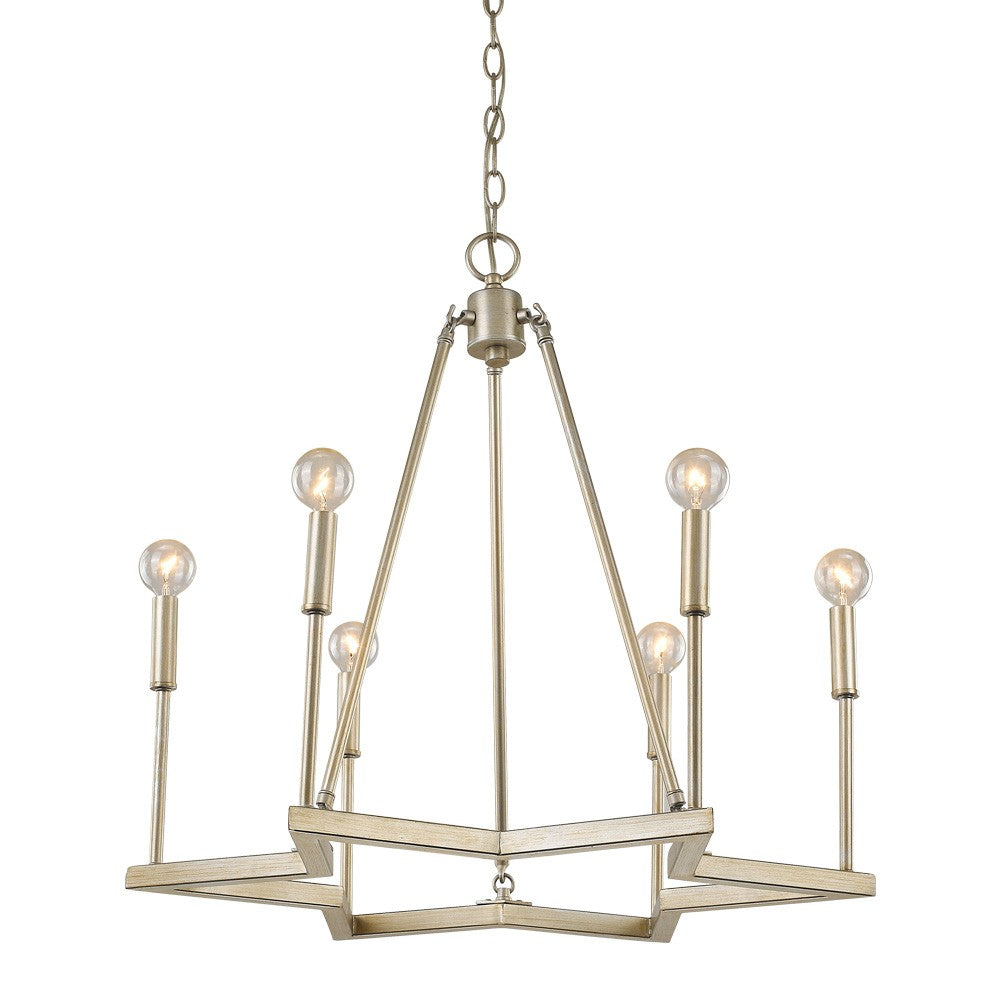 HomeRoots Reagan 6-Light Chandelier in Washed Gold Finish