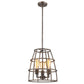 HomeRoots Rebarre 3-Light Drum Pendant With Open Cage Shade in Antique Silver Finish