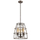 HomeRoots Rebarre 3-Light Drum Pendant With Open Cage Shade in Antique Silver Finish