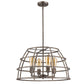 HomeRoots Rebarre 4-Light Drum Pendant With Open Cage Shade in Antique Silver Finish