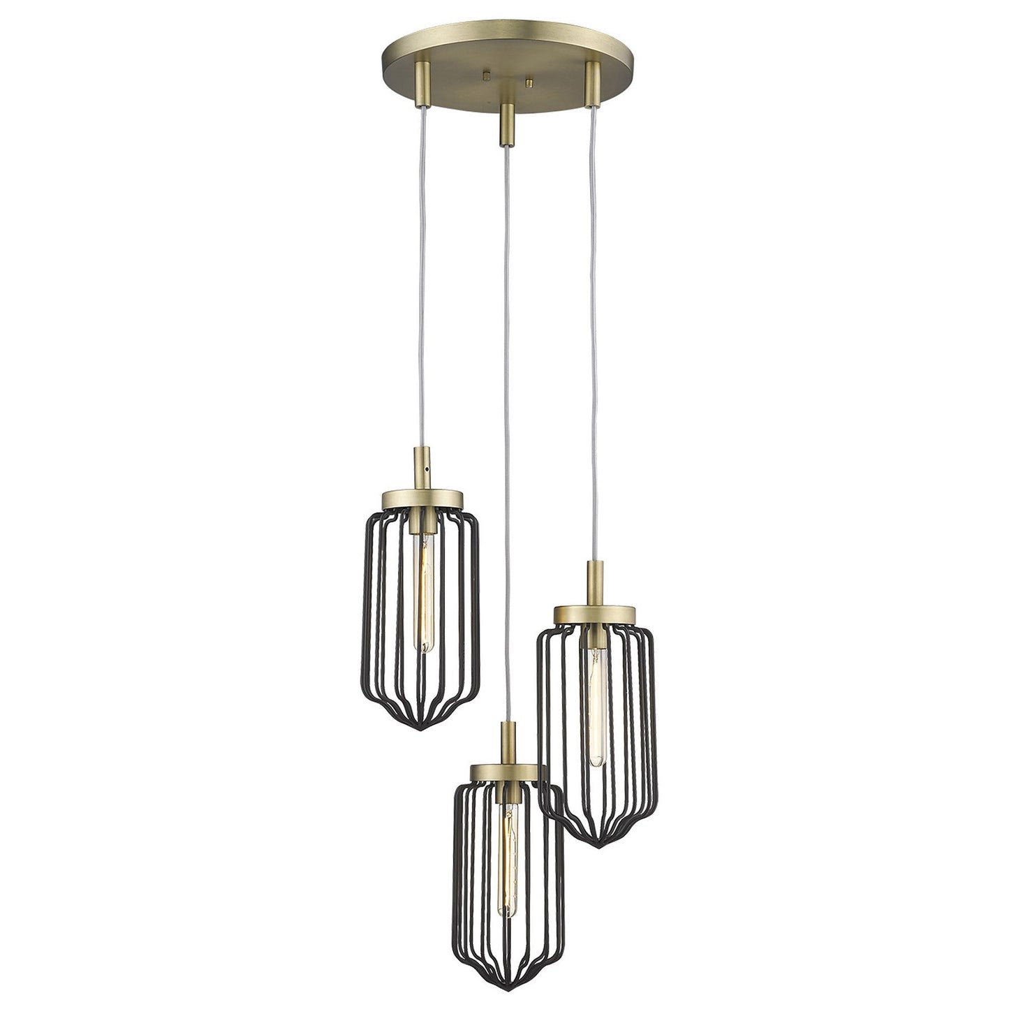 HomeRoots Reece 3-Light Chandelier in Aged Brass Finish
