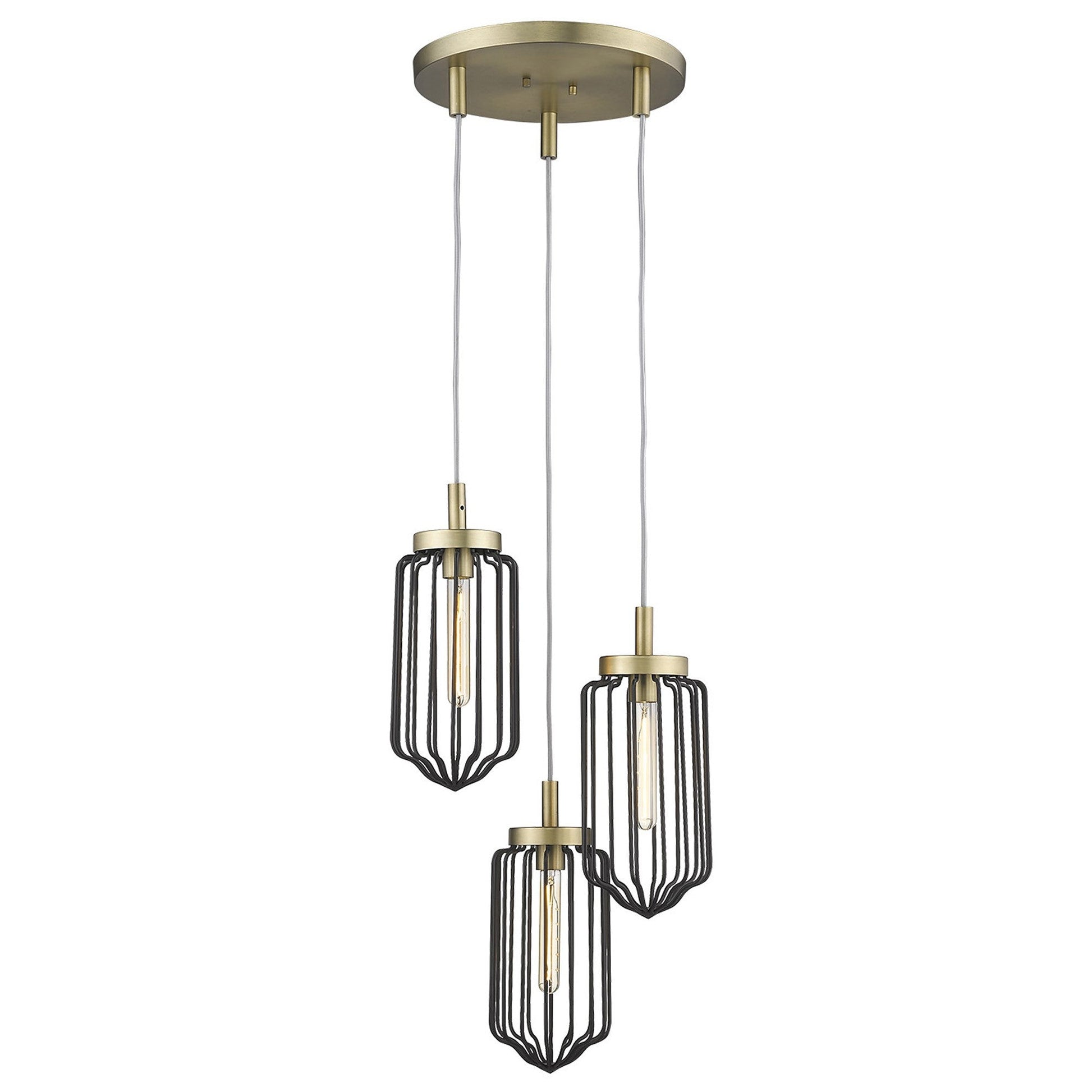 HomeRoots Reece 3-Light Chandelier in Aged Brass Finish