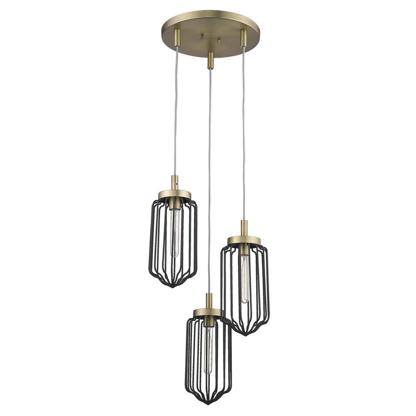 HomeRoots Reece 3-Light Chandelier in Aged Brass Finish