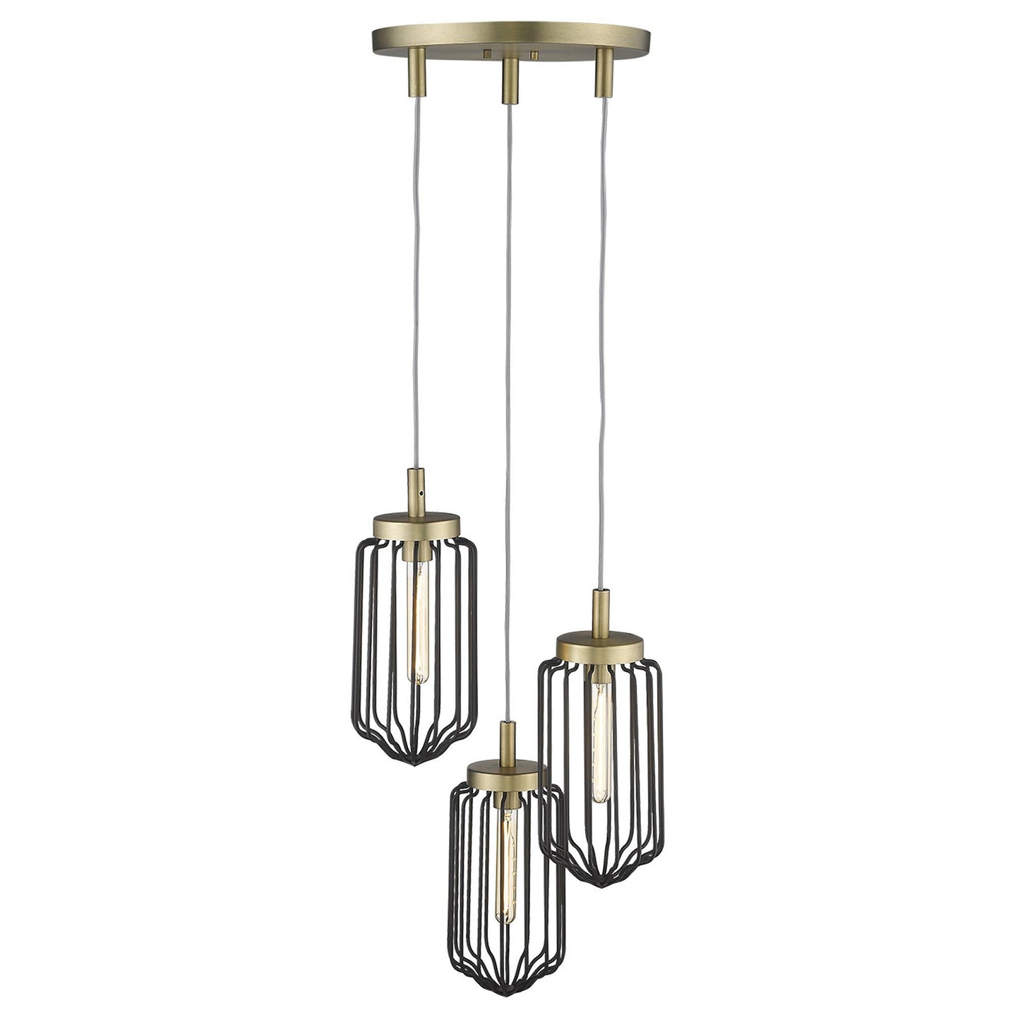 HomeRoots Reece 3-Light Chandelier in Aged Brass Finish
