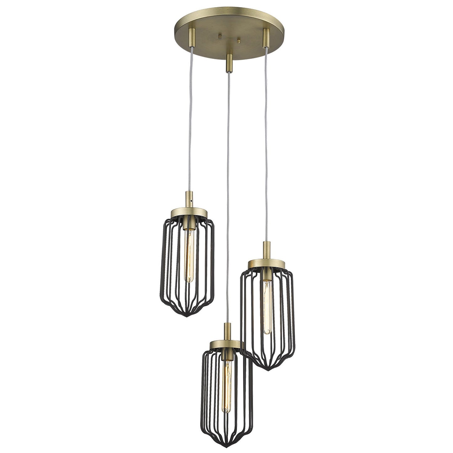 HomeRoots Reece 3-Light Chandelier in Aged Brass Finish
