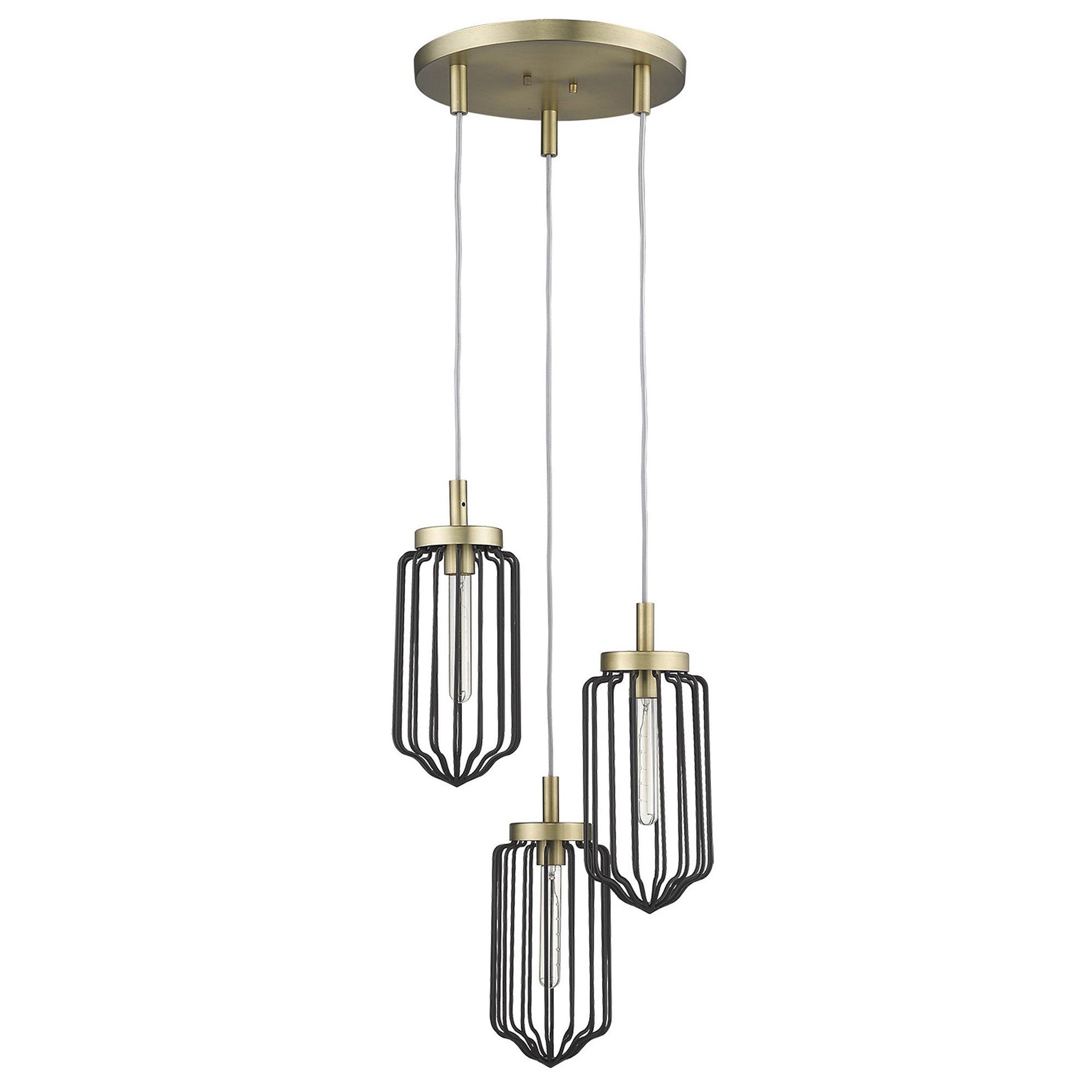 HomeRoots Reece 3-Light Chandelier in Aged Brass Finish