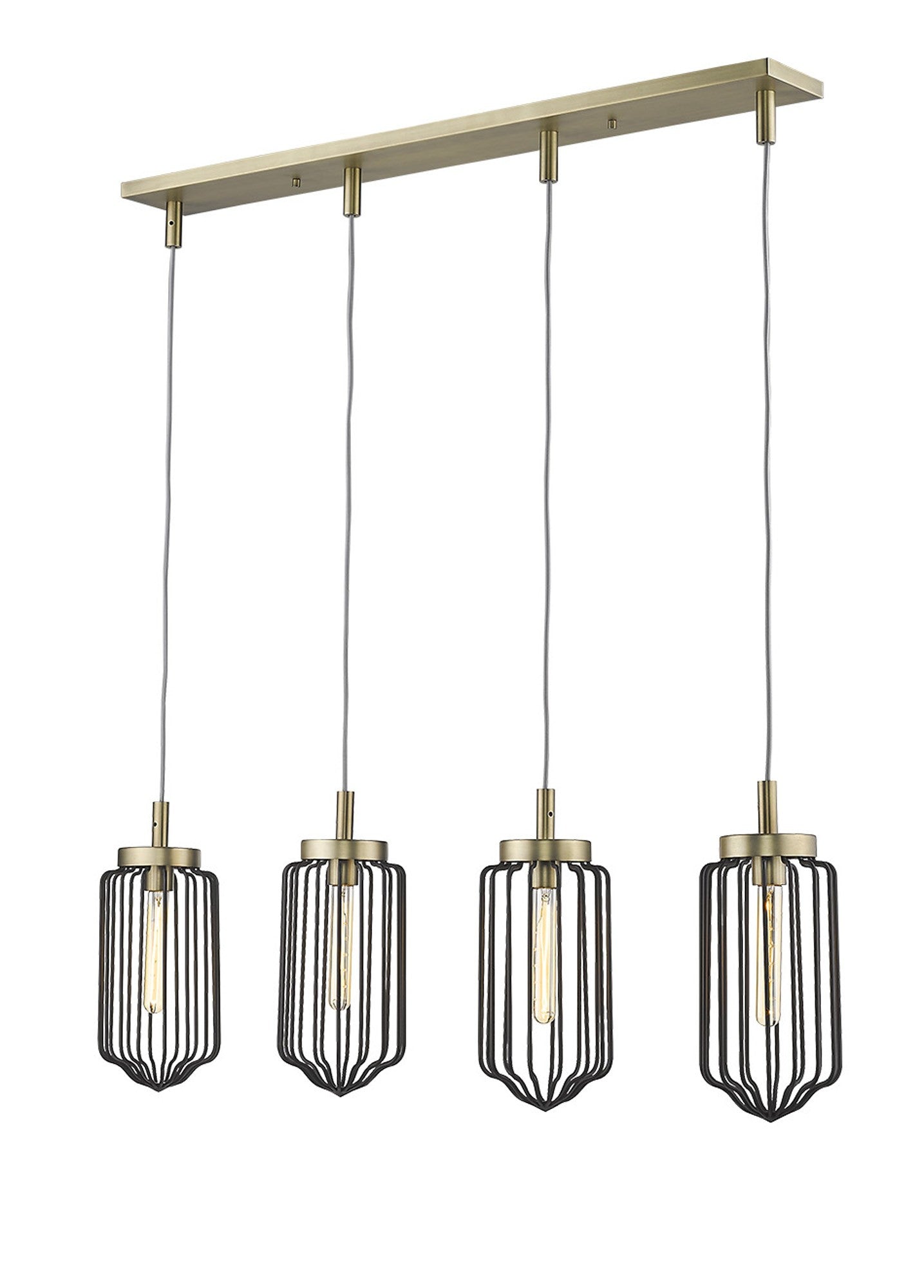 HomeRoots Reece 4-Light Island Pendant With Aged Brass Finish