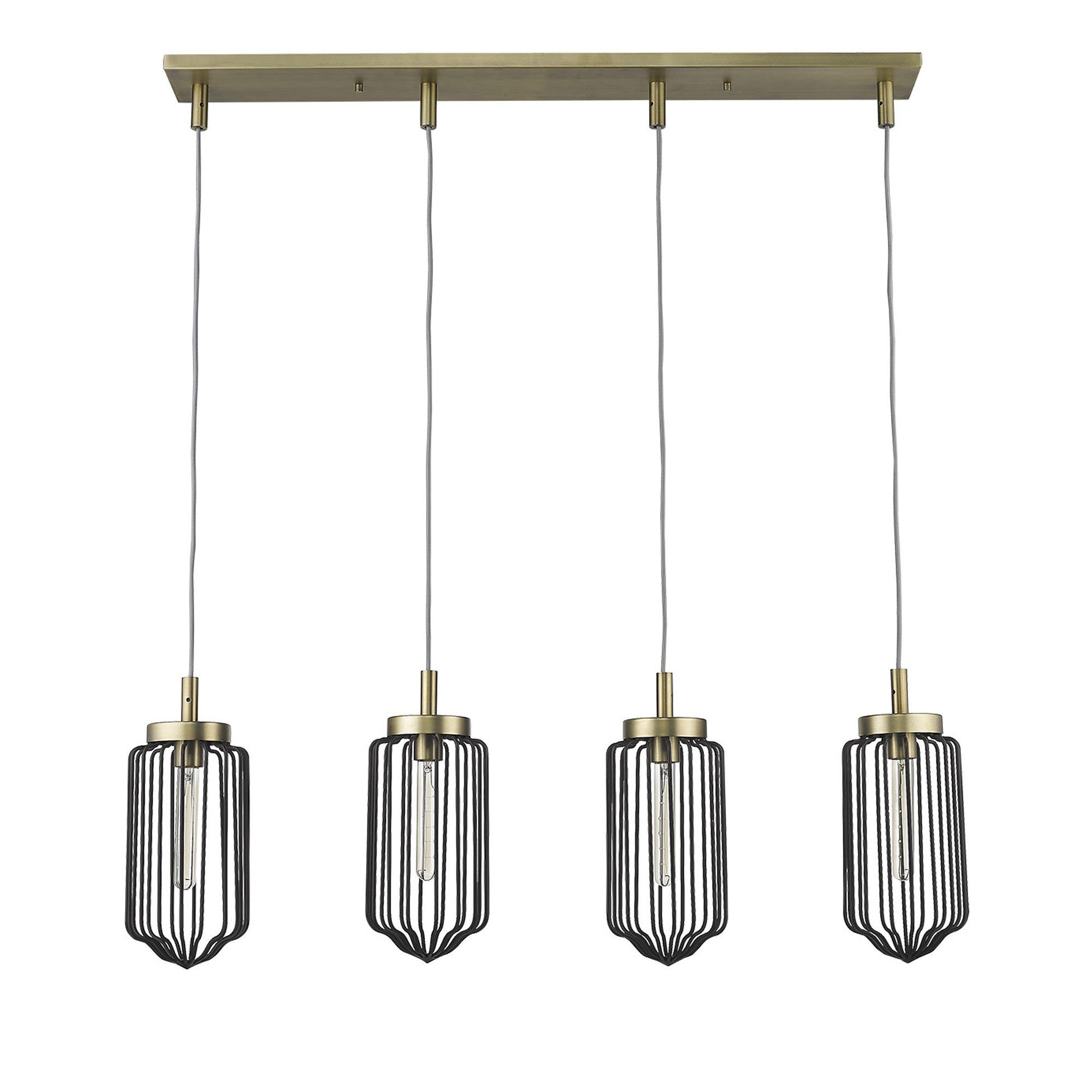 HomeRoots Reece 4-Light Island Pendant With Aged Brass Finish