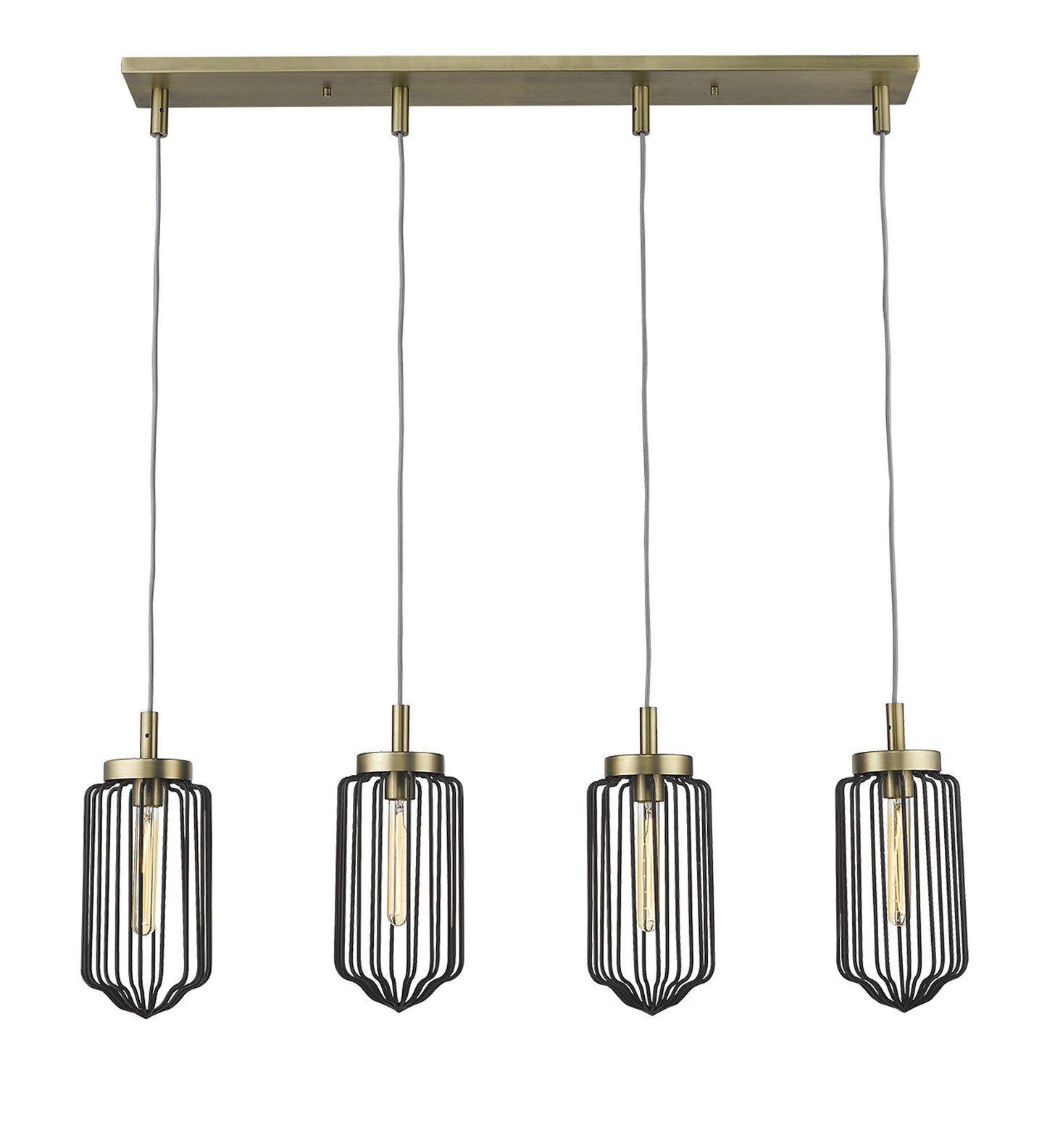 HomeRoots Reece 4-Light Island Pendant With Aged Brass Finish