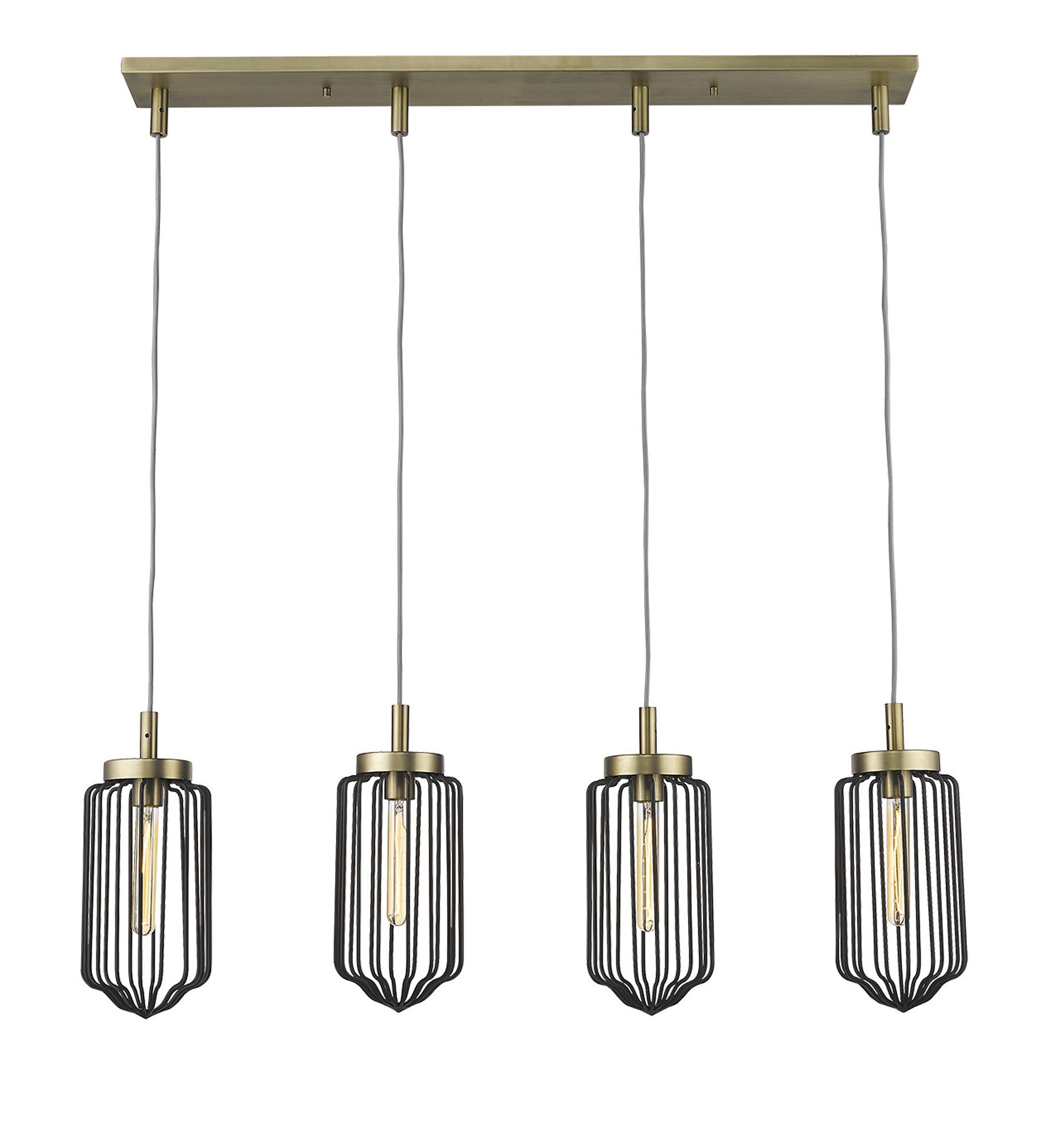 HomeRoots Reece 4-Light Island Pendant With Aged Brass Finish