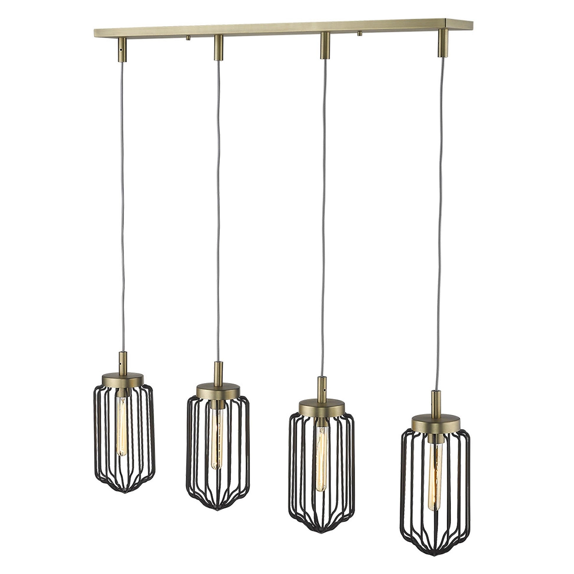 HomeRoots Reece 4-Light Island Pendant With Aged Brass Finish