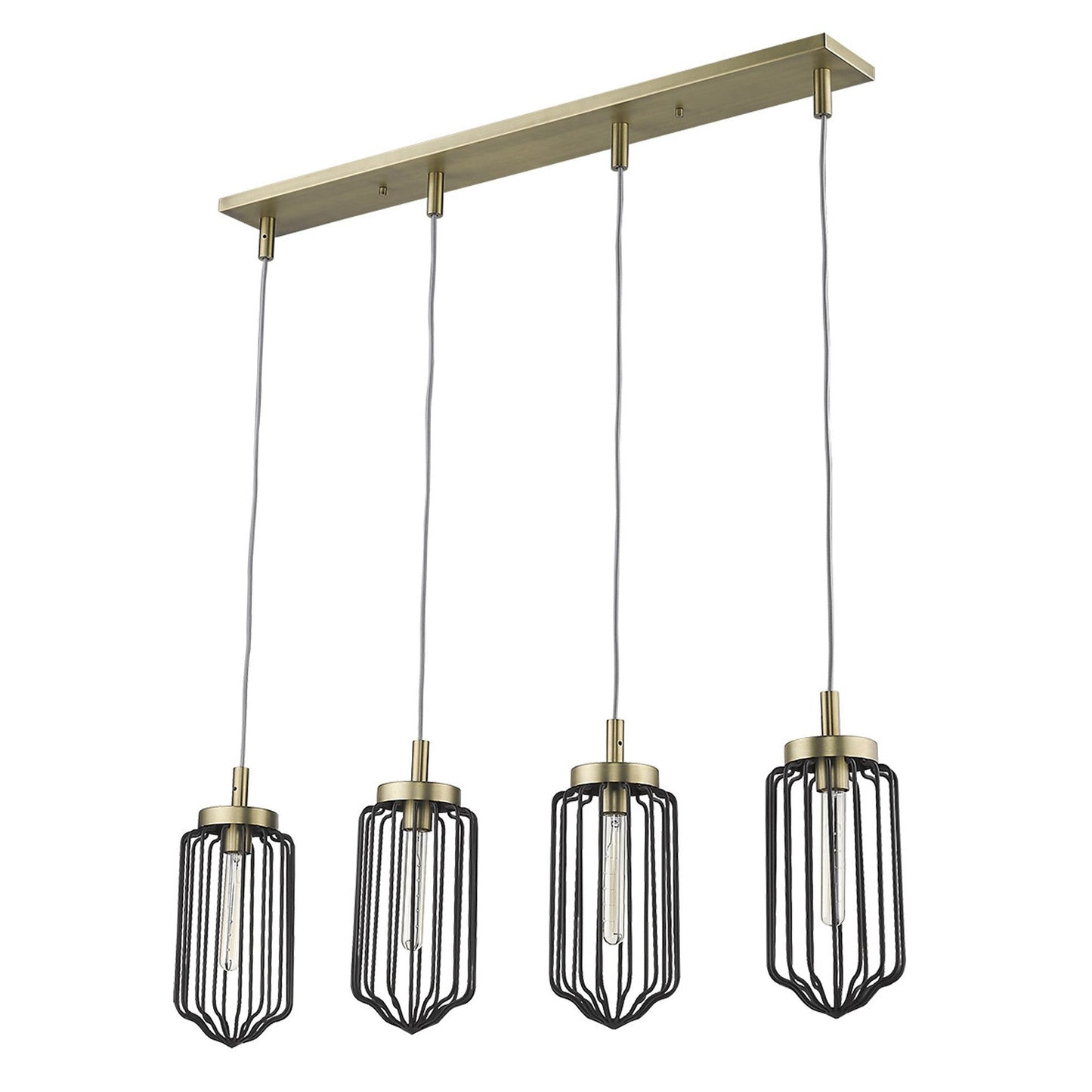 HomeRoots Reece 4-Light Island Pendant With Aged Brass Finish