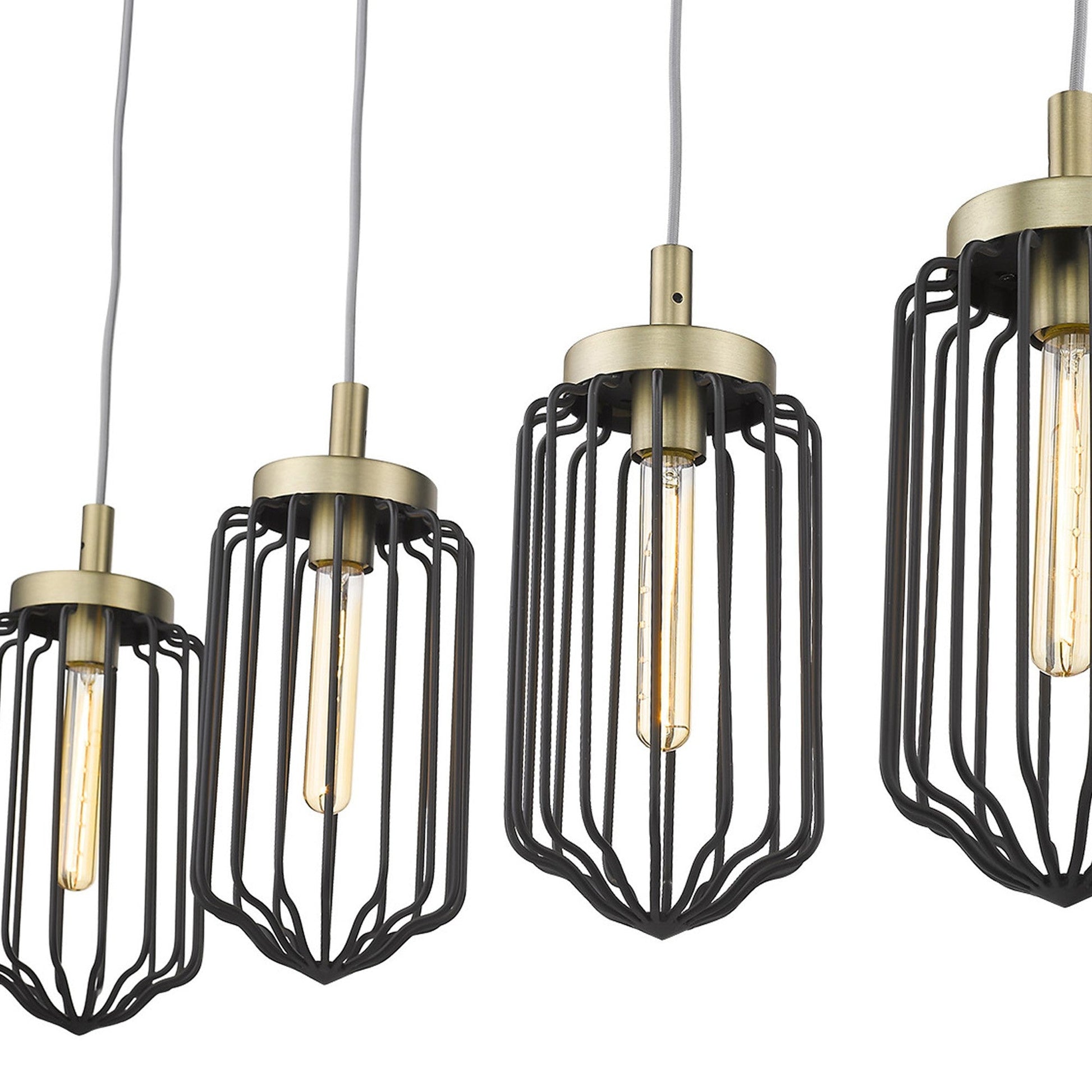 HomeRoots Reece 4-Light Island Pendant With Aged Brass Finish
