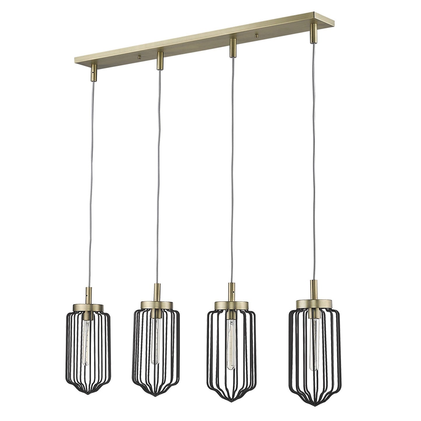 HomeRoots Reece 4-Light Island Pendant With Aged Brass Finish
