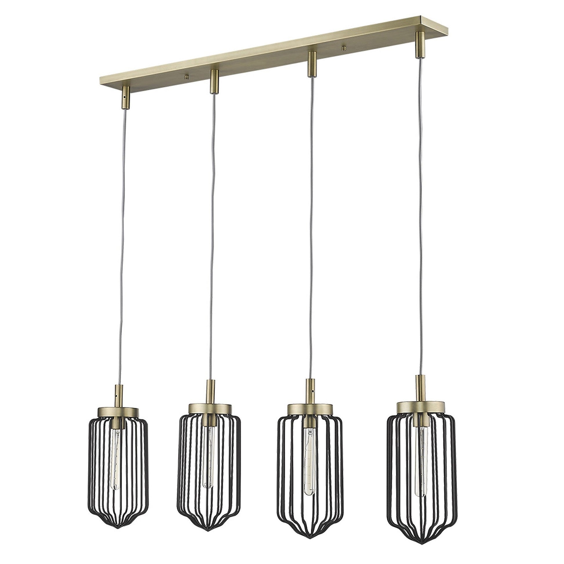 HomeRoots Reece 4-Light Island Pendant With Aged Brass Finish