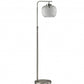 HomeRoots Retro Floor Lamp With Clear Dotty Glass Shade and Brushed Steel Metal Finish