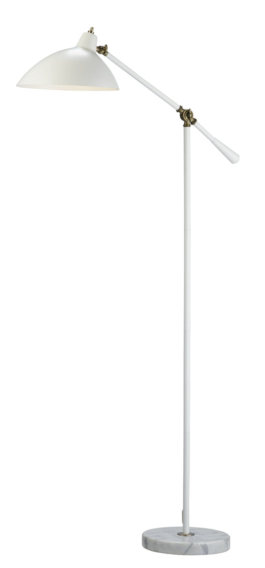 HomeRoots Retro Floor Lamp with Adjustable Abstract Oval Metal Shade in White Finish