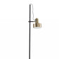 HomeRoots Retro Floor Lamp with Matte Black Pole and Adjustable Jumbo Antique Brass Metal Shade