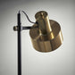 HomeRoots Retro Floor Lamp with Matte Black Pole and Adjustable Jumbo Antique Brass Metal Shade