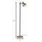 HomeRoots Retro Floor Lamp with Matte Black Pole and Adjustable Jumbo Antique Brass Metal Shade