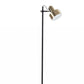 HomeRoots Retro Floor Lamp with Matte Black Pole and Adjustable Jumbo Antique Brass Metal Shade