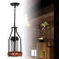 HomeRoots Retro Metal And Wood Pendant Lamp in Brown Finish