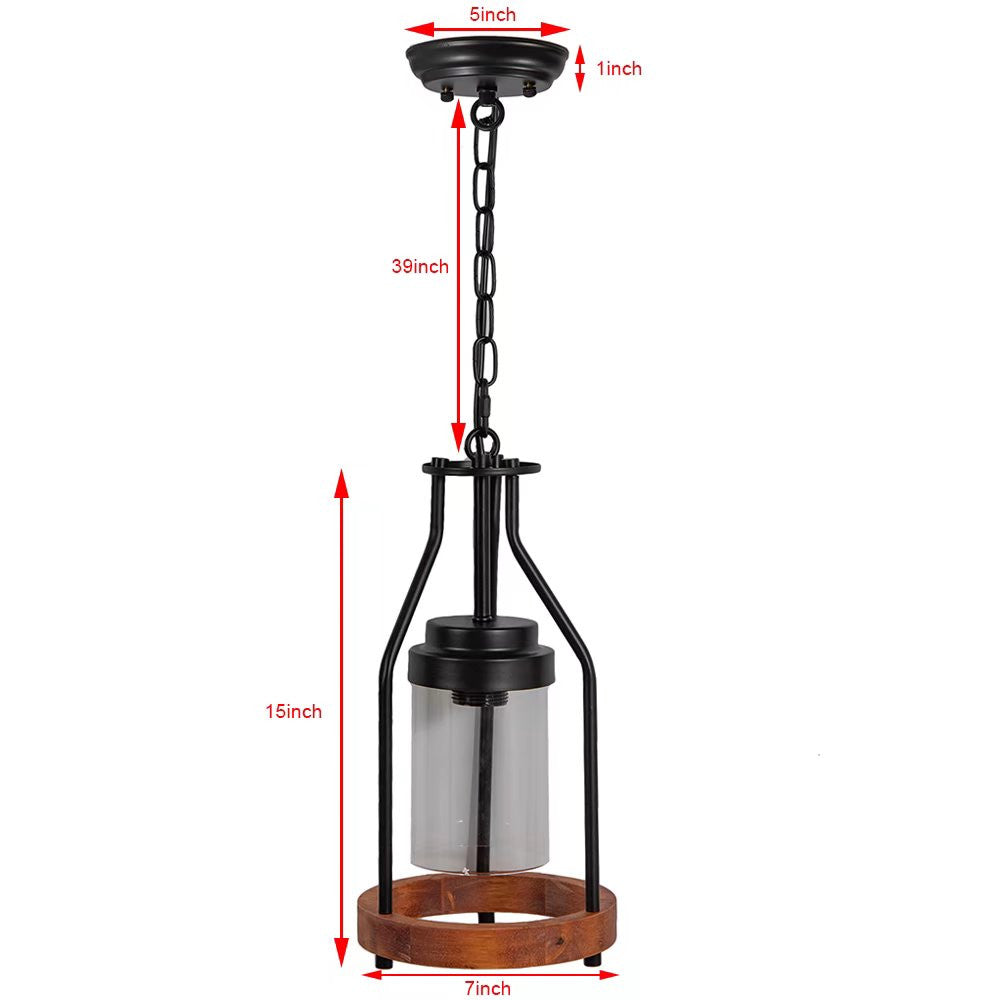 HomeRoots Retro Metal And Wood Pendant Lamp in Brown Finish