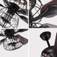 HomeRoots Retro Two Tier Ceiling Lamp And Reversible Fan With Dark Brown Finish