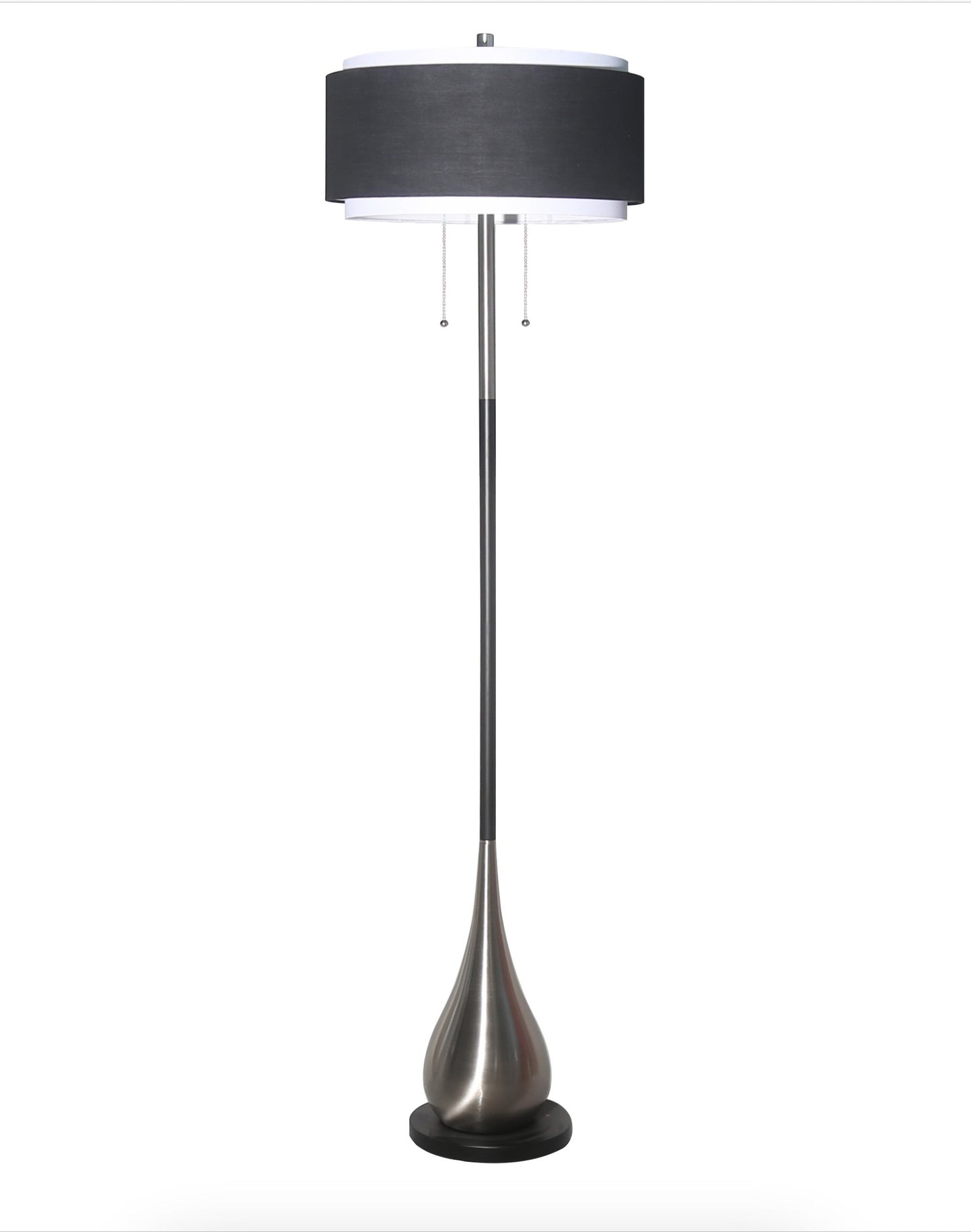 HomeRoots Reverse Teardrop Black and Chrome Floor Lamp