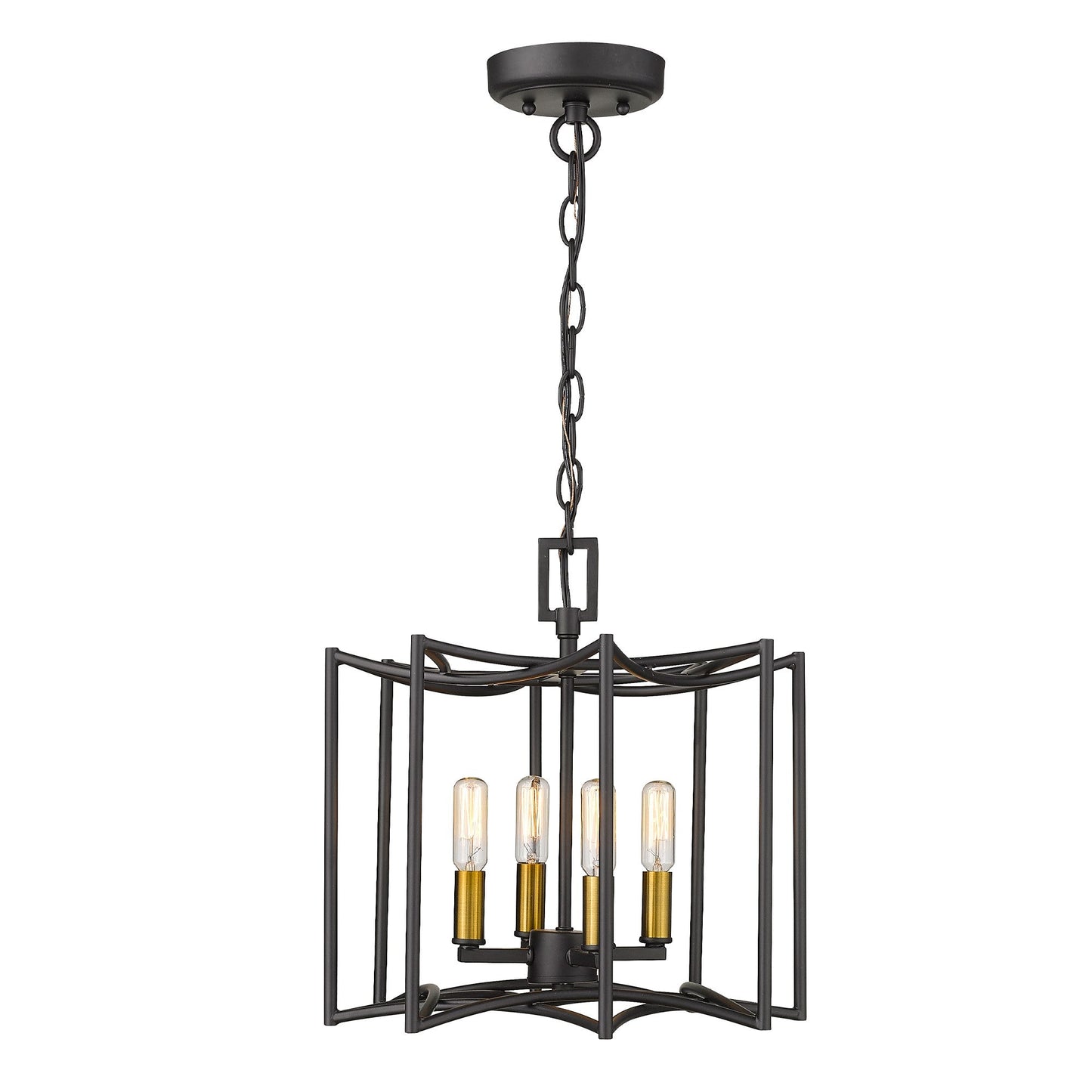 HomeRoots Rhian 4-Light Pendant in Matte Black Finish