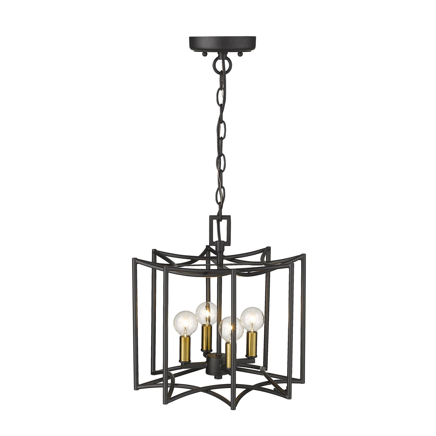 HomeRoots Rhian 4-Light Pendant in Matte Black Finish