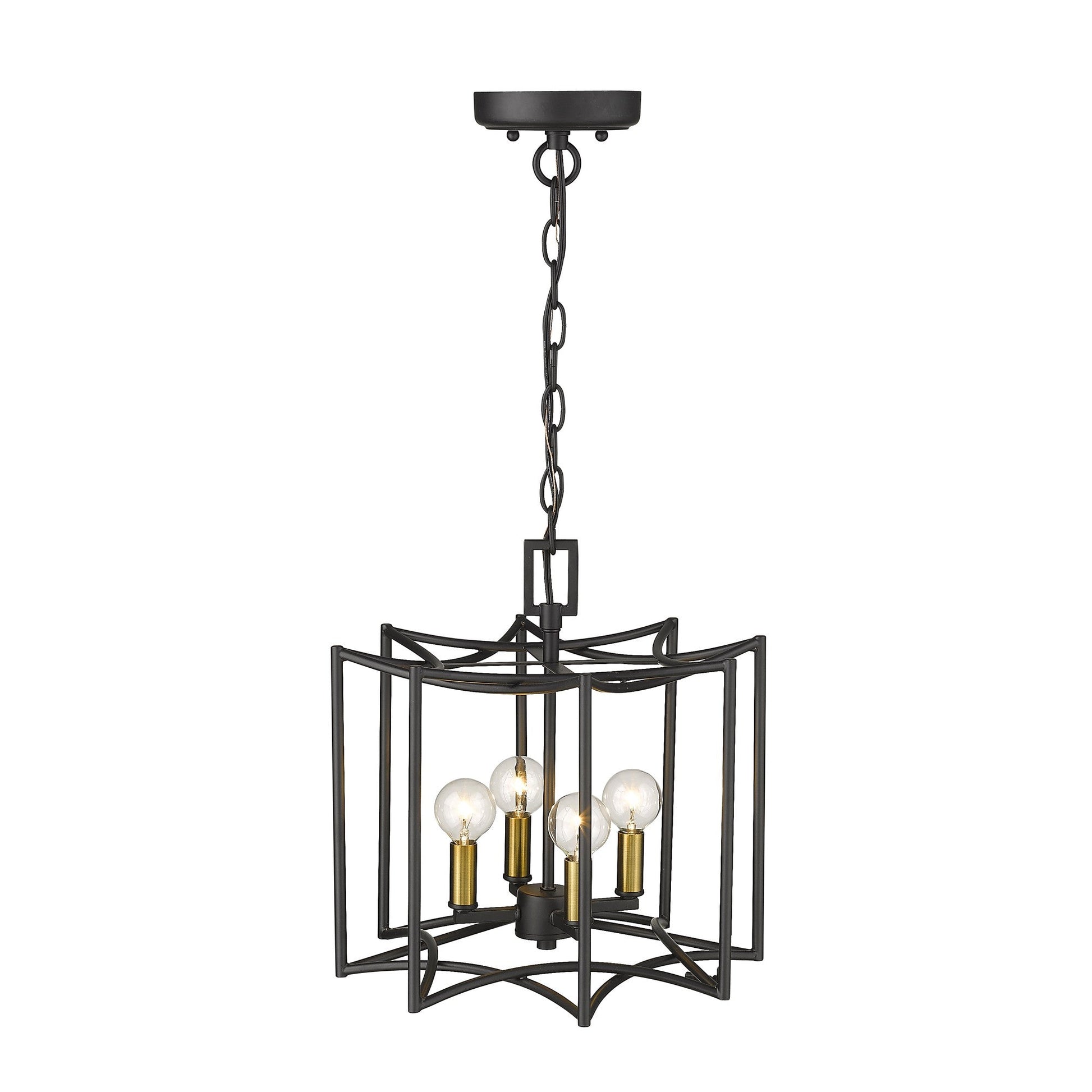 HomeRoots Rhian 4-Light Pendant in Matte Black Finish