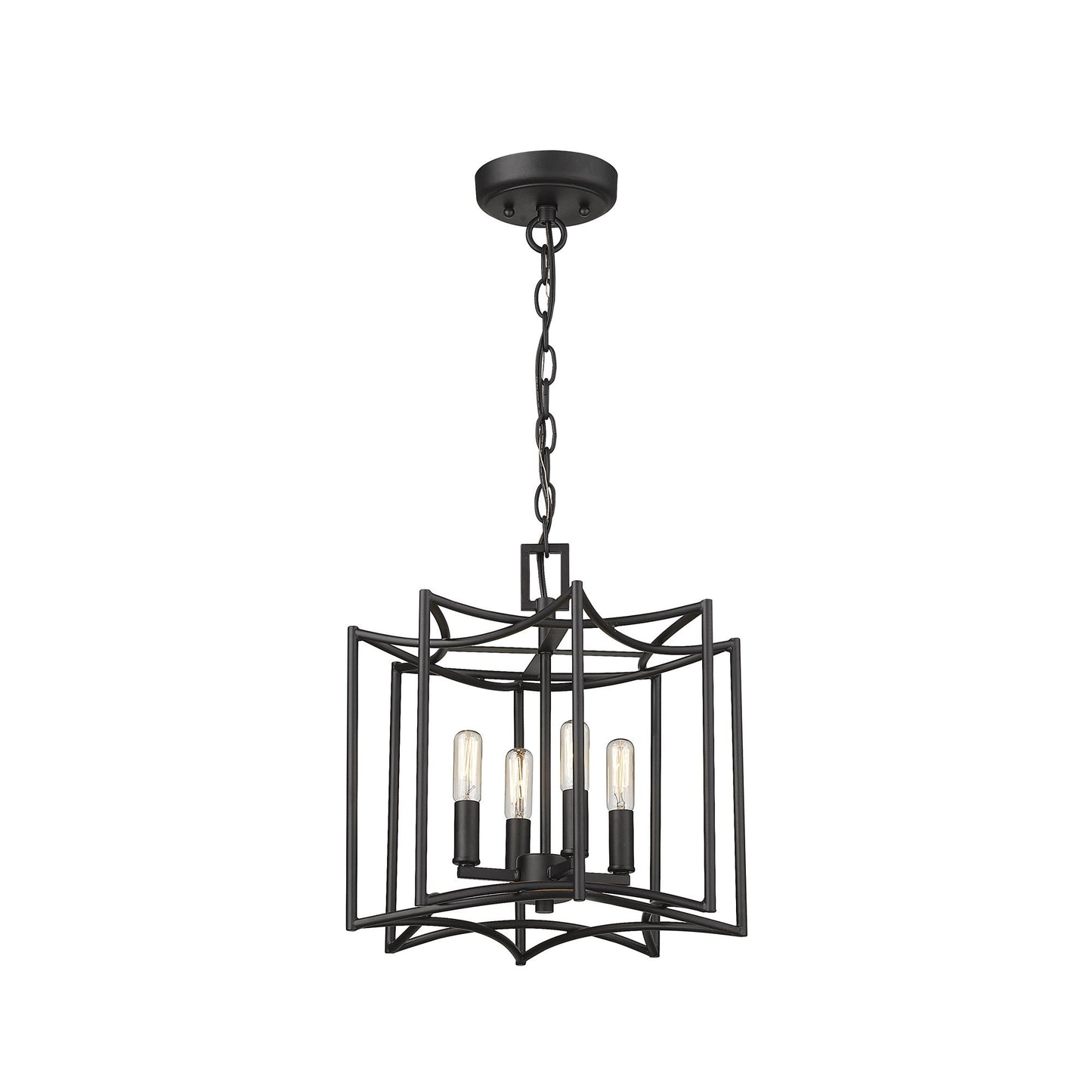 HomeRoots Rhian 4-Light Pendant in Matte Black Finish