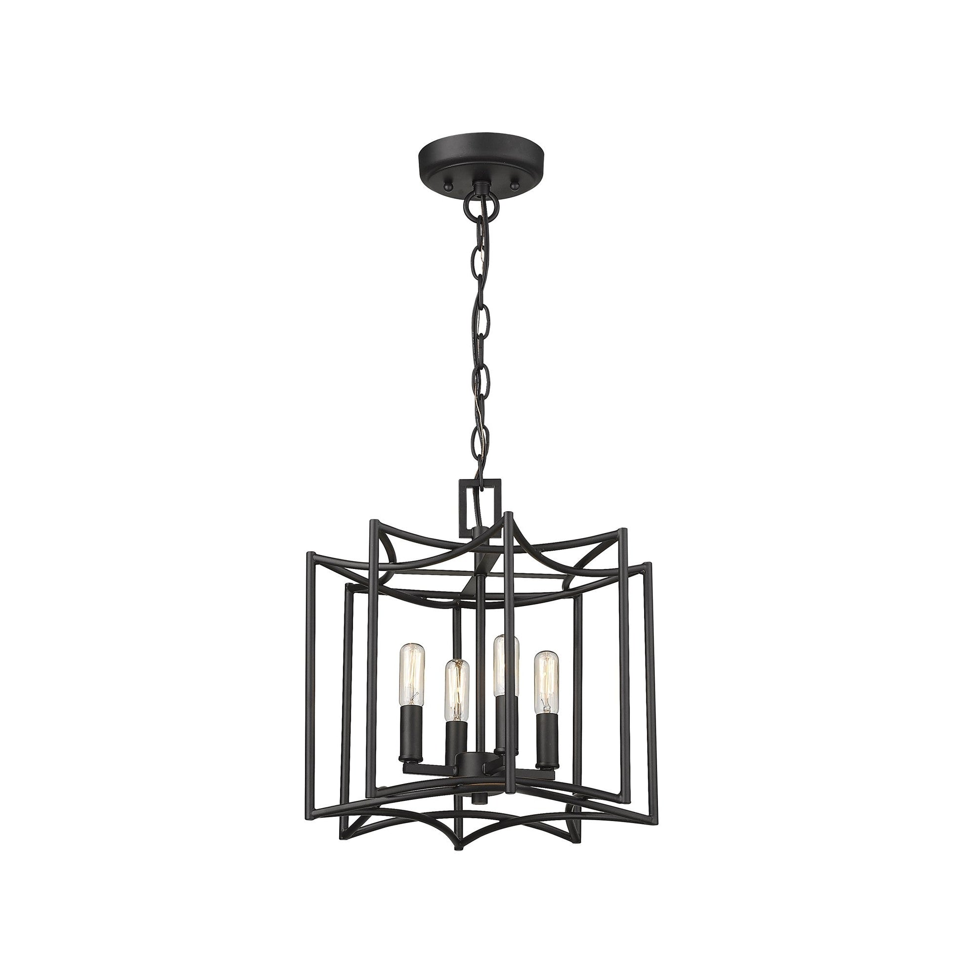 HomeRoots Rhian 4-Light Pendant in Matte Black Finish