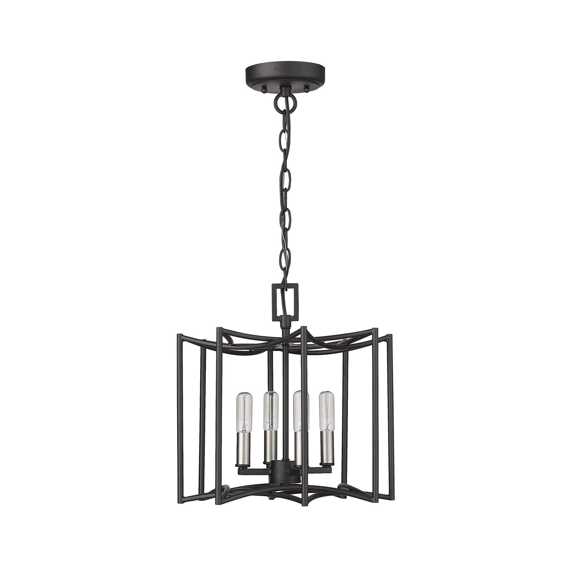 HomeRoots Rhian 4-Light Pendant in Matte Black Finish