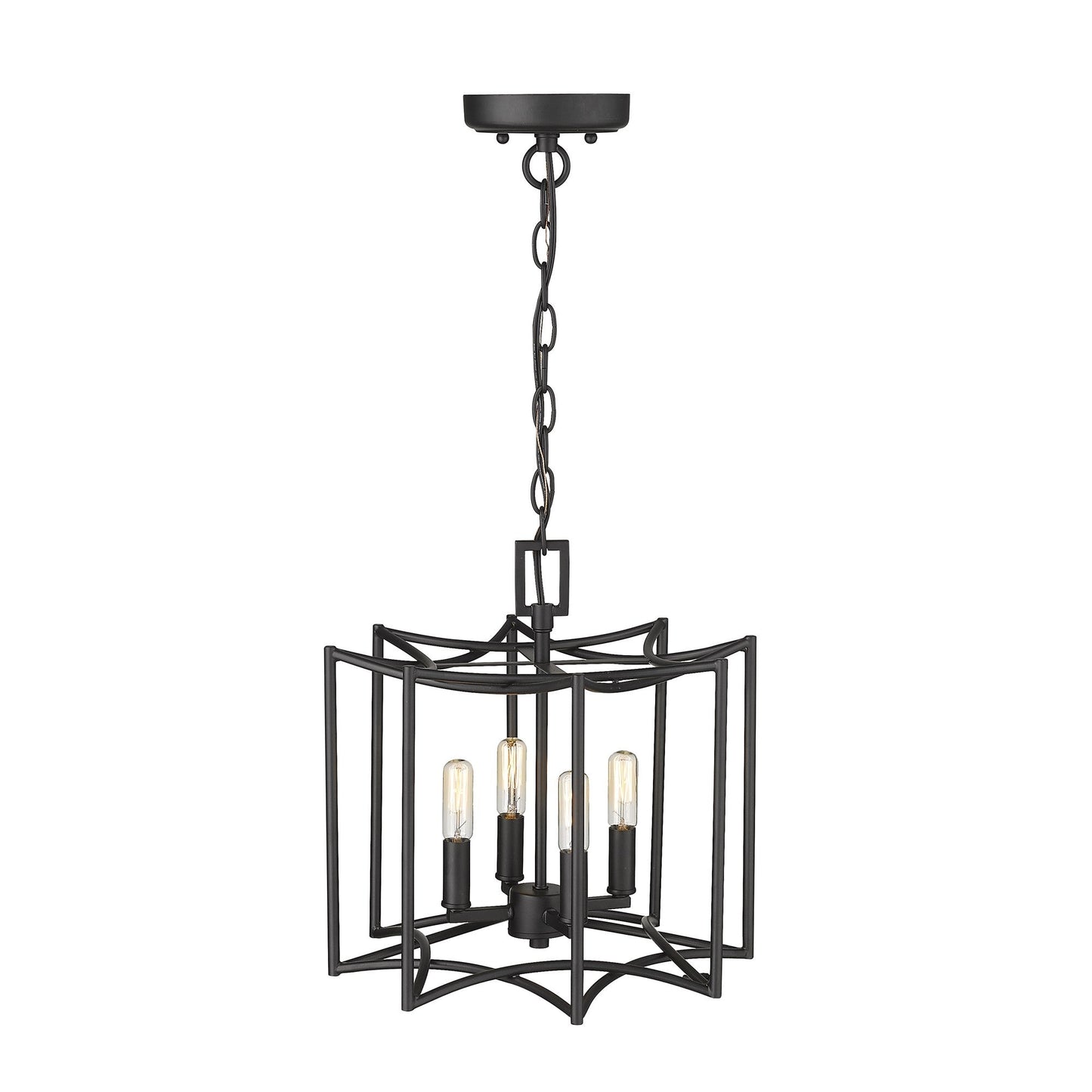 HomeRoots Rhian 4-Light Pendant in Matte Black Finish