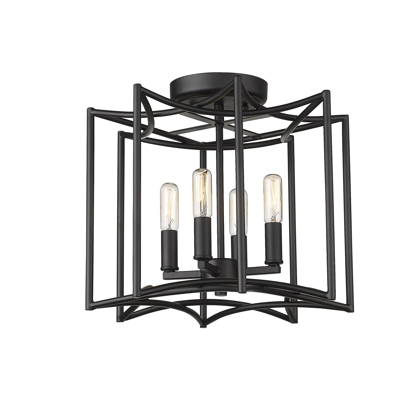 HomeRoots Rhian 4-Light Pendant in Matte Black Finish
