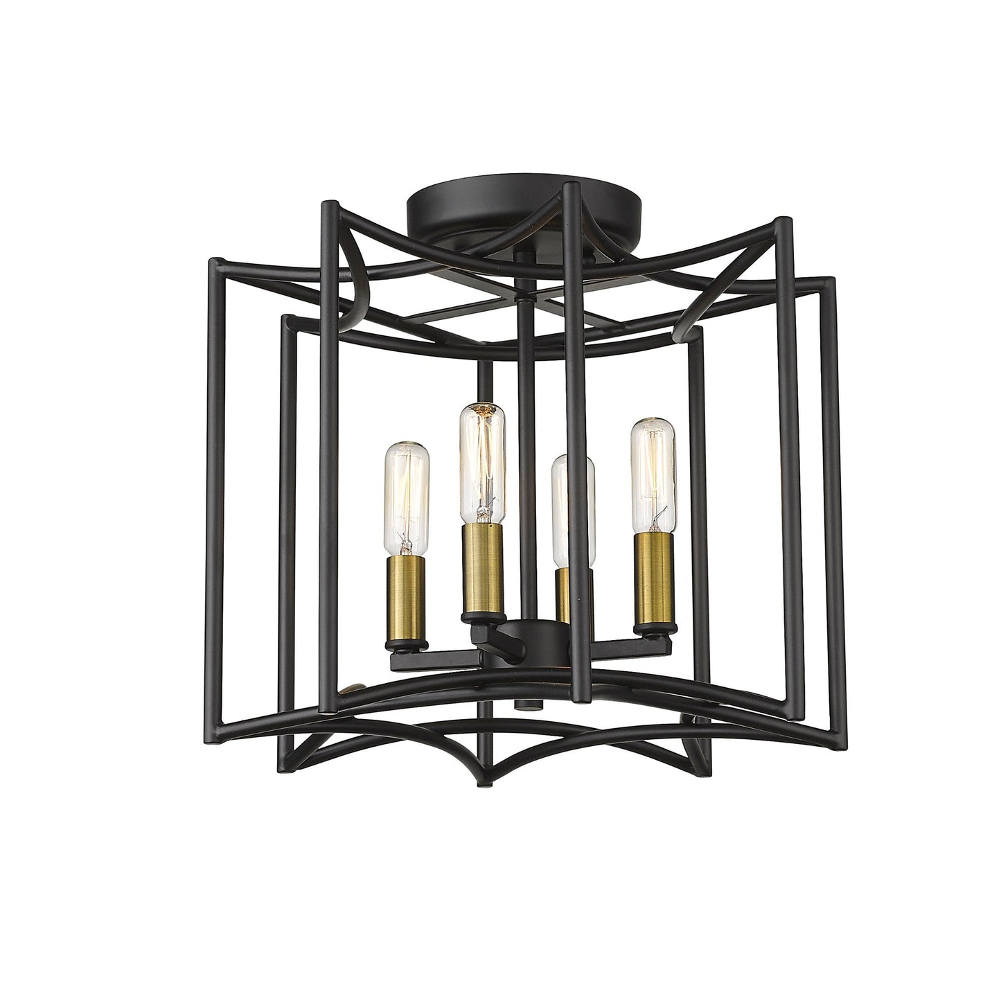 HomeRoots Rhian 4-Light Pendant in Matte Black Finish