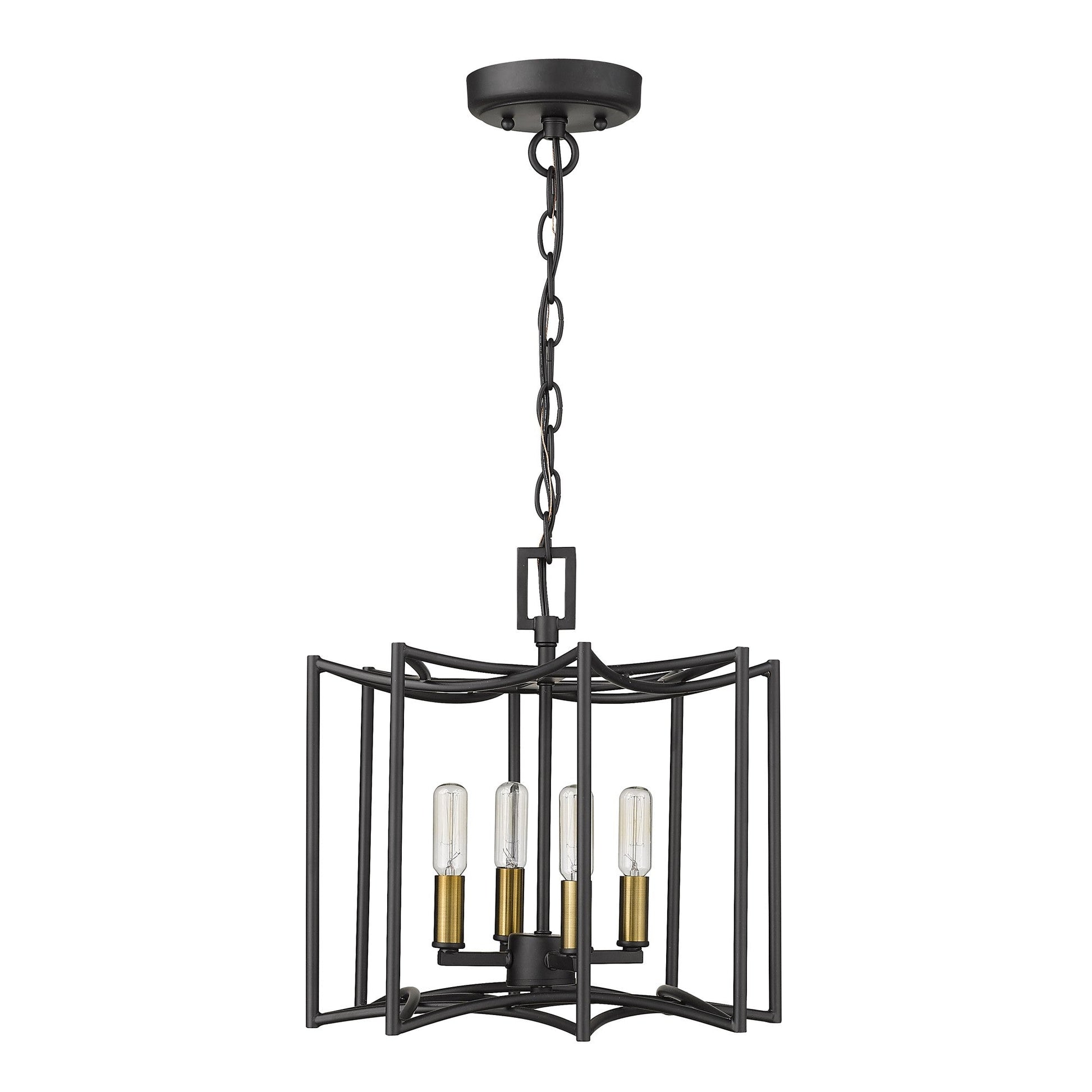 HomeRoots Rhian 4-Light Pendant in Matte Black Finish