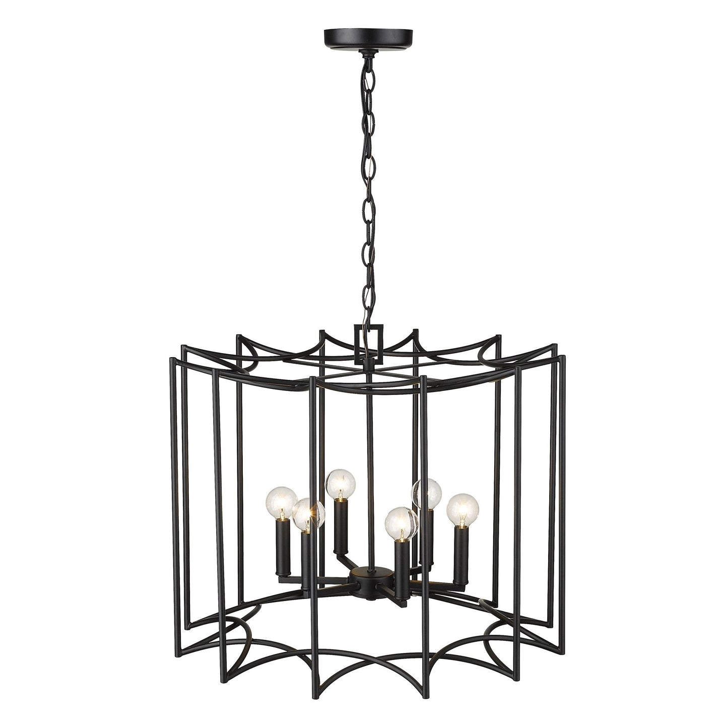 HomeRoots Rhian 8-Light Pendant in Matte Black Finish
