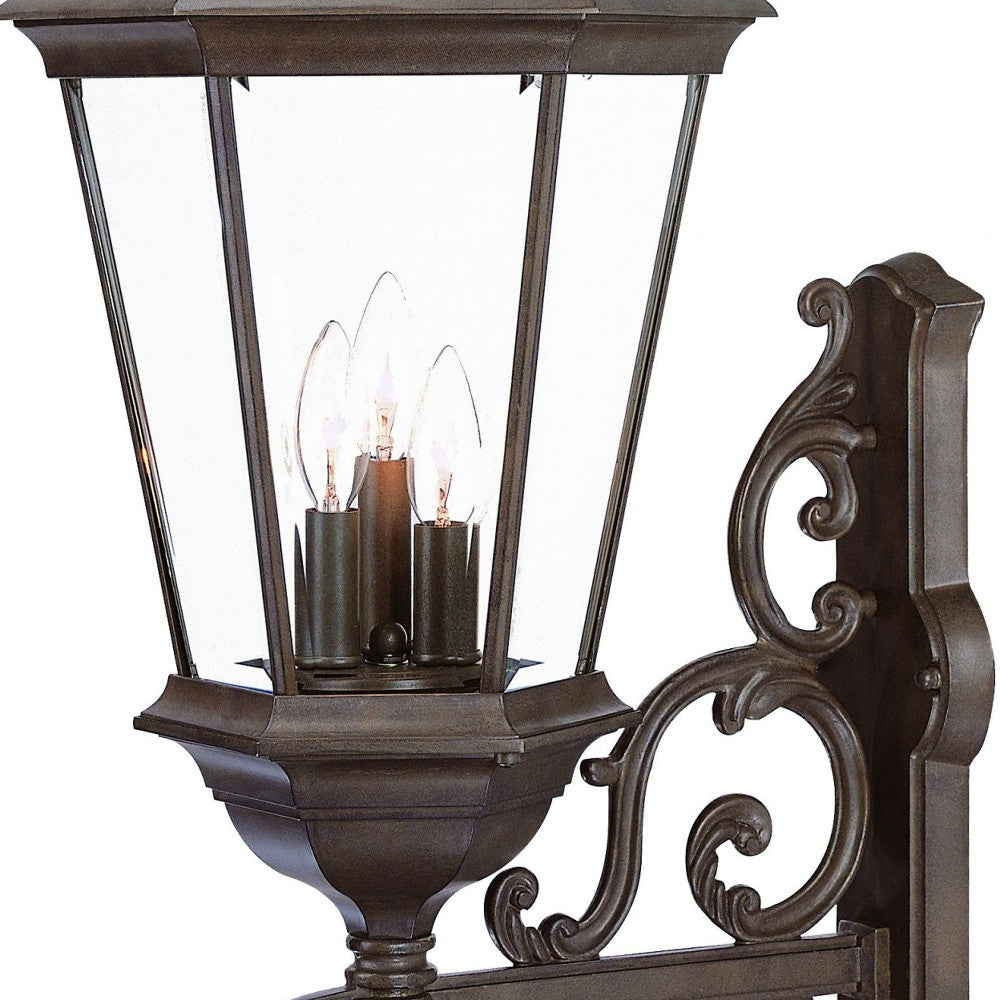 HomeRoots Richmond 3-Light Wall Light in Burled Walnut Finish