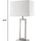 HomeRoots Riley 1-Light Table Lamp With Off White Shantung Shade and Brushed Nickel Finish