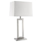 HomeRoots Riley 1-Light Table Lamp With Off White Shantung Shade and Brushed Nickel Finish